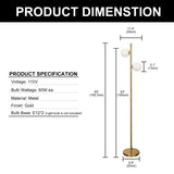 YANSUN 2-Light Globe Gold Floor Lamp Mid Century Modern Mininialist Antique Decorative Pole Corner Floor Lamp for Bedroom Sofa