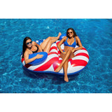 65" Inflatable Patriotic American Flag Duo Circular Swimming Pool Lounger