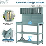 65" Patio Garden Potting Bench Table Workstation with Shelves,Side Hook