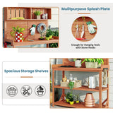 65" Patio Garden Potting Bench Table Workstation with Shelves,Side Hook