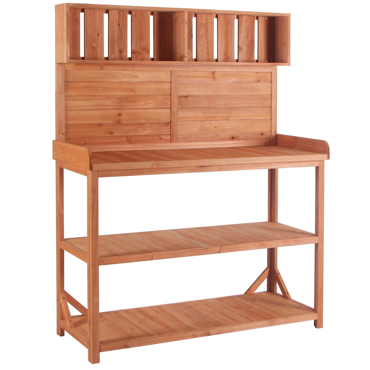 65" Patio Garden Potting Bench Table Workstation with Shelves,Side Hook