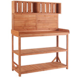 65" Patio Garden Potting Bench Table Workstation with Shelves,Side Hook