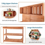 65" Patio Garden Potting Bench Table Workstation with Shelves,Side Hook