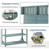 65" Patio Garden Potting Bench Table Workstation with Shelves,Side Hook