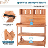 65" Patio Garden Potting Bench Table Workstation with Shelves,Side Hook