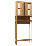 65" Tall Neutral Over-The-Toilet Bathroom Cabinet with Shelf and Two Doors