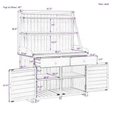 65'' White Outdoor Garden Fir Wood Potting Bench Table with Storage Shelf, Drawer and Cabinet