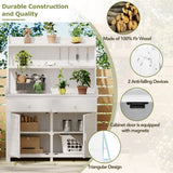 65'' White Outdoor Garden Fir Wood Potting Bench Table with Storage Shelf, Drawer and Cabinet