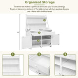 65'' White Outdoor Garden Fir Wood Potting Bench Table with Storage Shelf, Drawer and Cabinet
