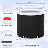66 Gal Capacity Ice Bath Tub for Adult Outdoor Ice Plunge Tub w/ Lid