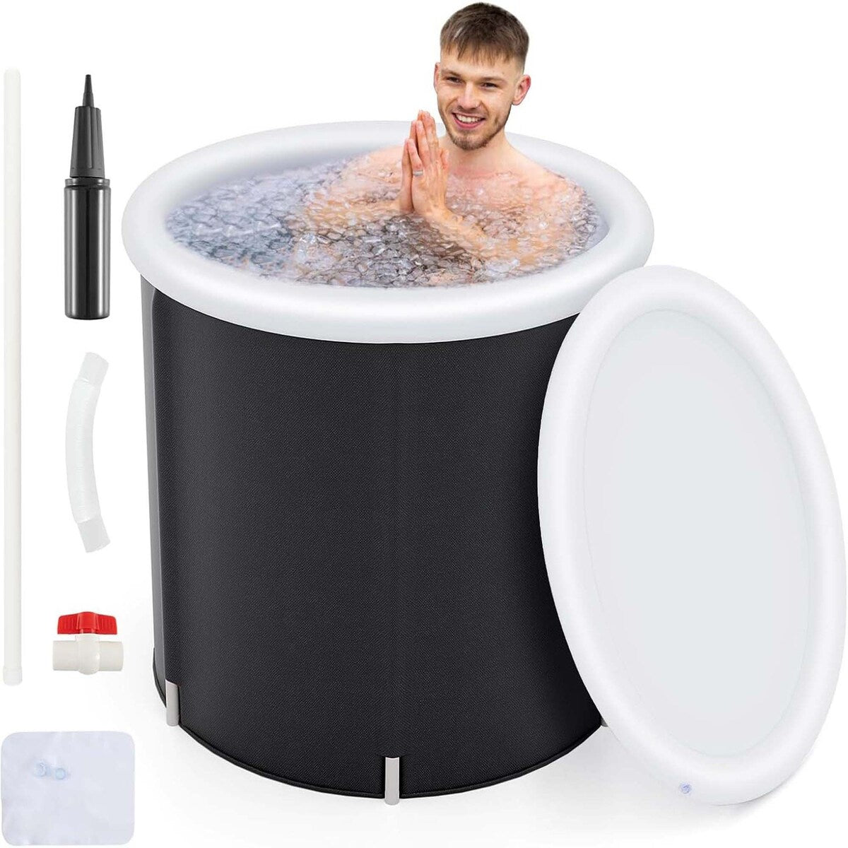 66 Gal Capacity Ice Bath Tub for Adult Outdoor Ice Plunge Tub w/ Lid