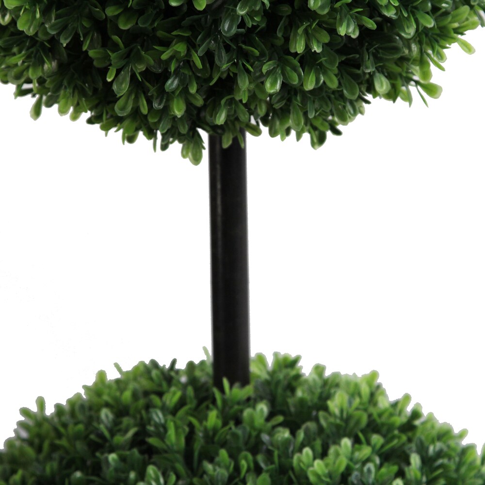 66-inch Tall Artificial Boxwood Triple Ball Shaped Topiary Plant Tree in Plastic Pot, Green - GTR7677-GREEN