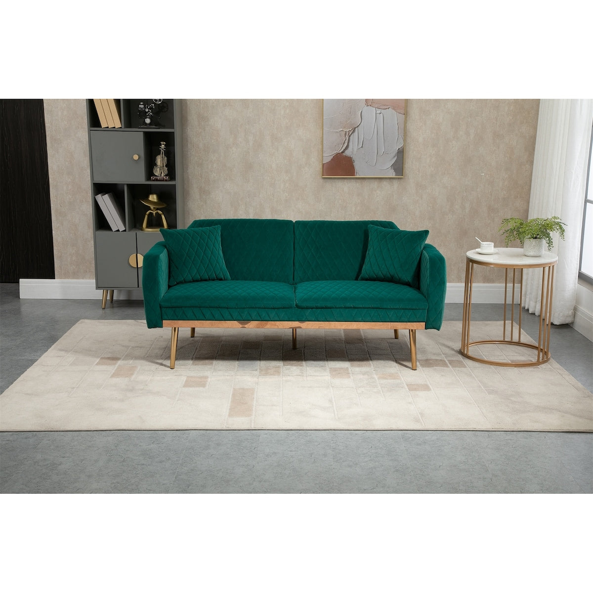 66.14" Loveseat Sofa Velvet Convertible Futon Sofa & Sofa Bed Upholstered Accent Sofa