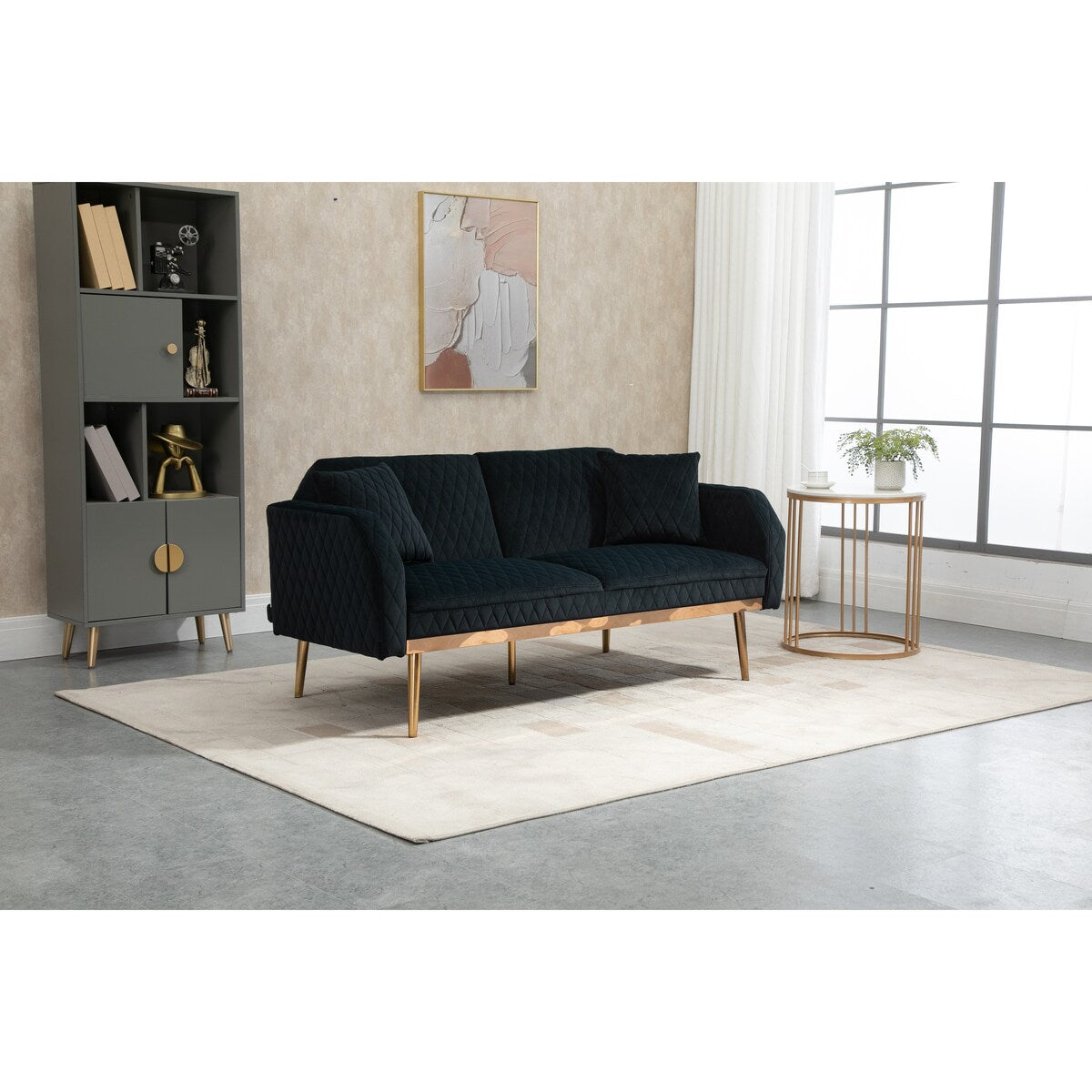66.14" Loveseat Sofa Velvet Convertible Futon Sofa & Sofa Bed Upholstered Accent Sofa
