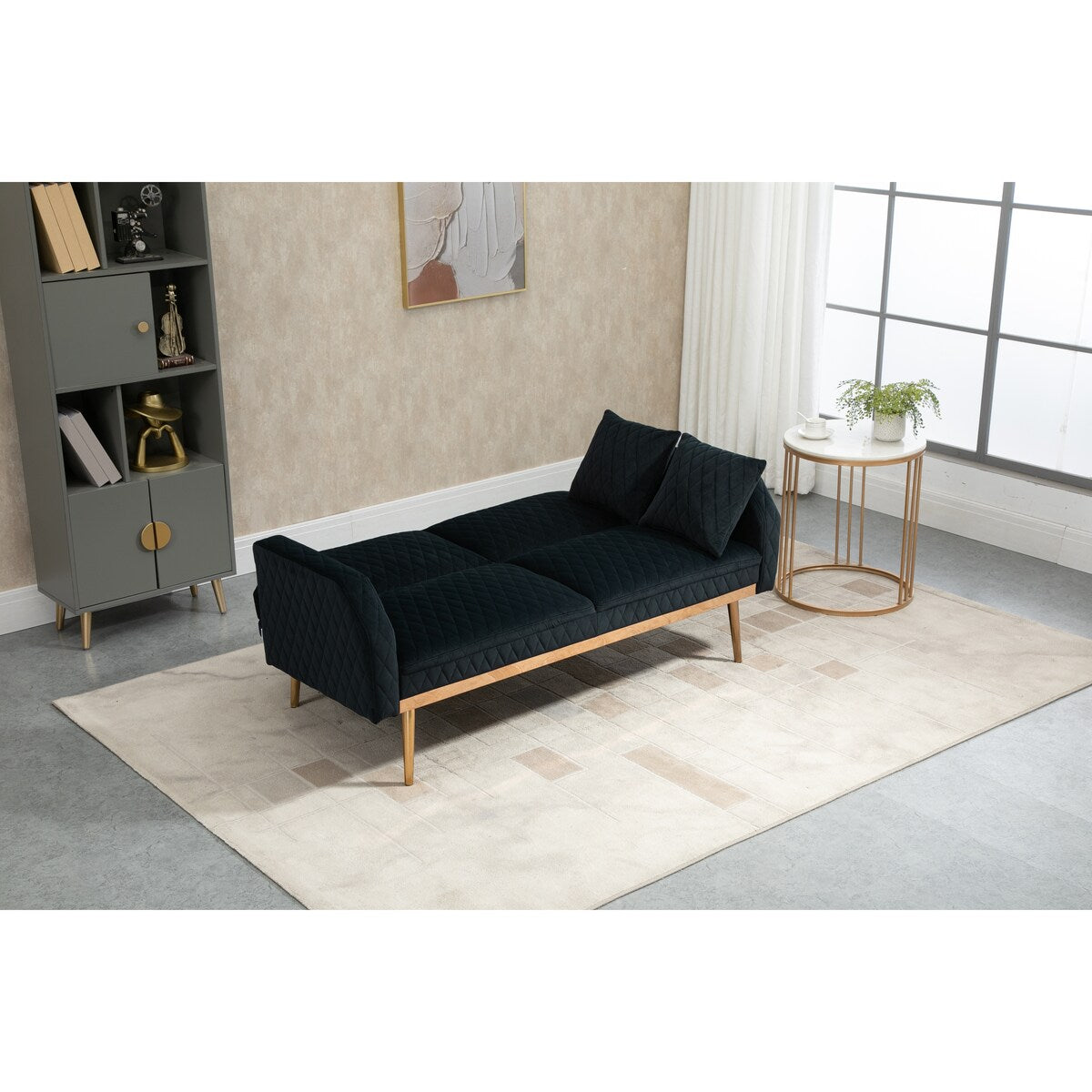 66.14" Loveseat Sofa Velvet Convertible Futon Sofa & Sofa Bed Upholstered Accent Sofa