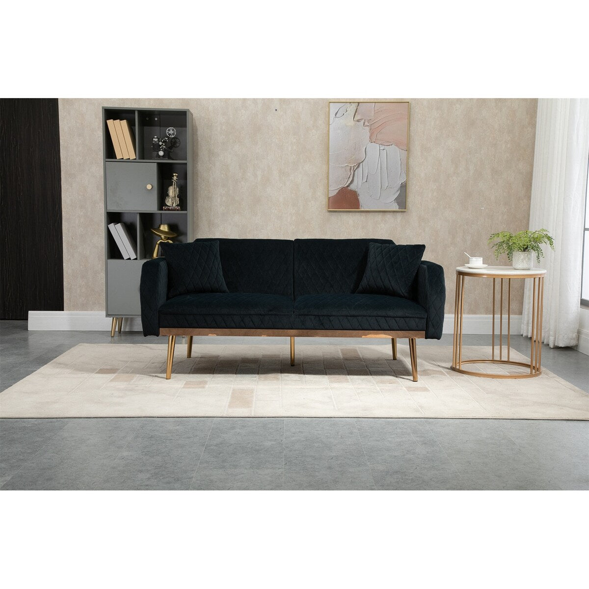 66.14" Loveseat Sofa Velvet Convertible Futon Sofa & Sofa Bed Upholstered Accent Sofa