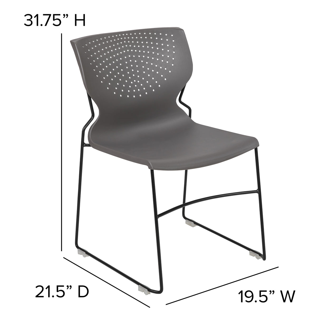 661 lb. Capacity Full Back Stack Chair with Powder Coated Frame