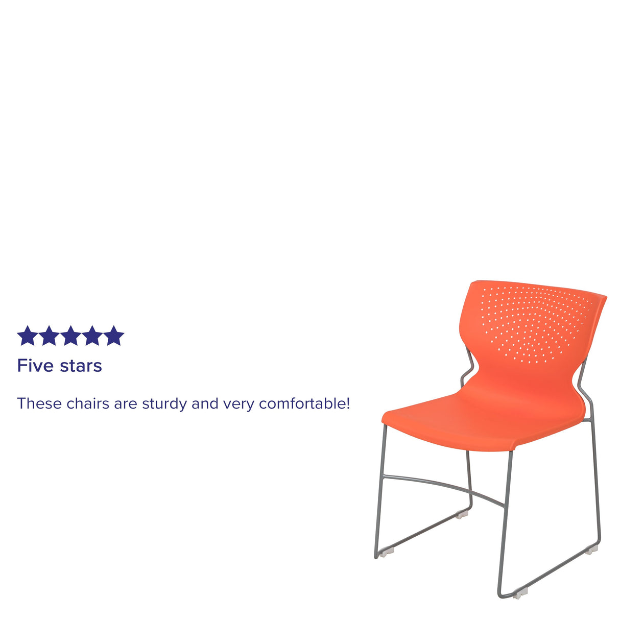 661 lb. Capacity Full Back Stack Chair with Powder Coated Frame