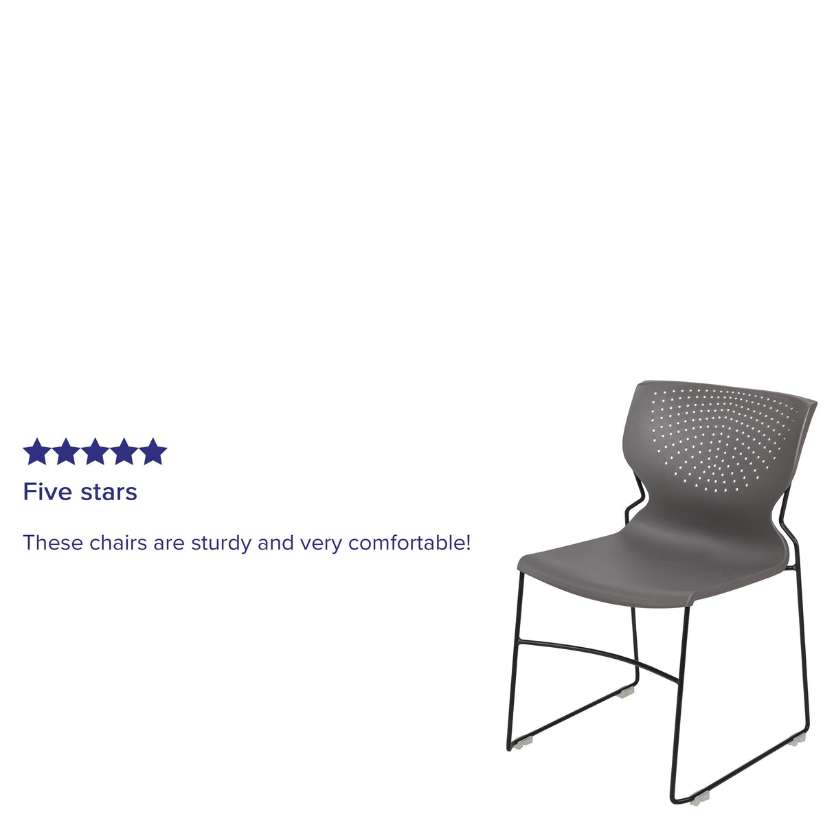 661 lb. Capacity Full Back Stack Chair with Powder Coated Frame