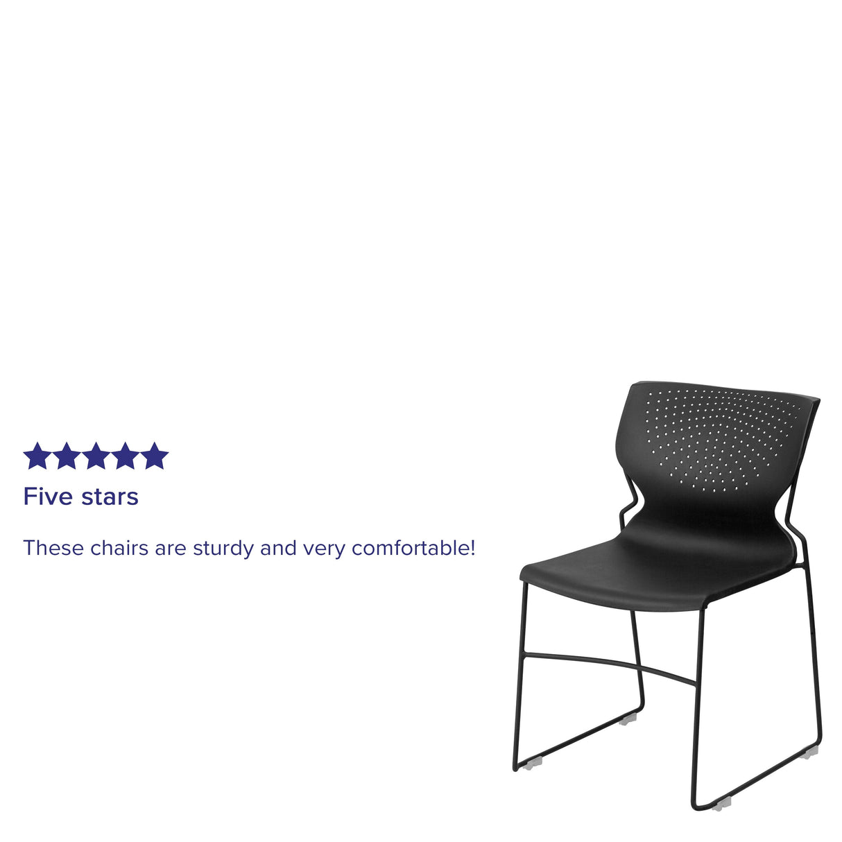 661 lb. Capacity Full Back Stack Chair with Powder Coated Frame