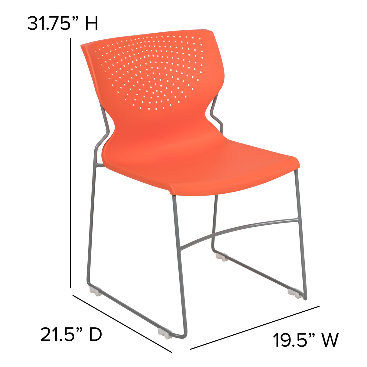 661 lb. Capacity Full Back Stack Chair with Powder Coated Frame