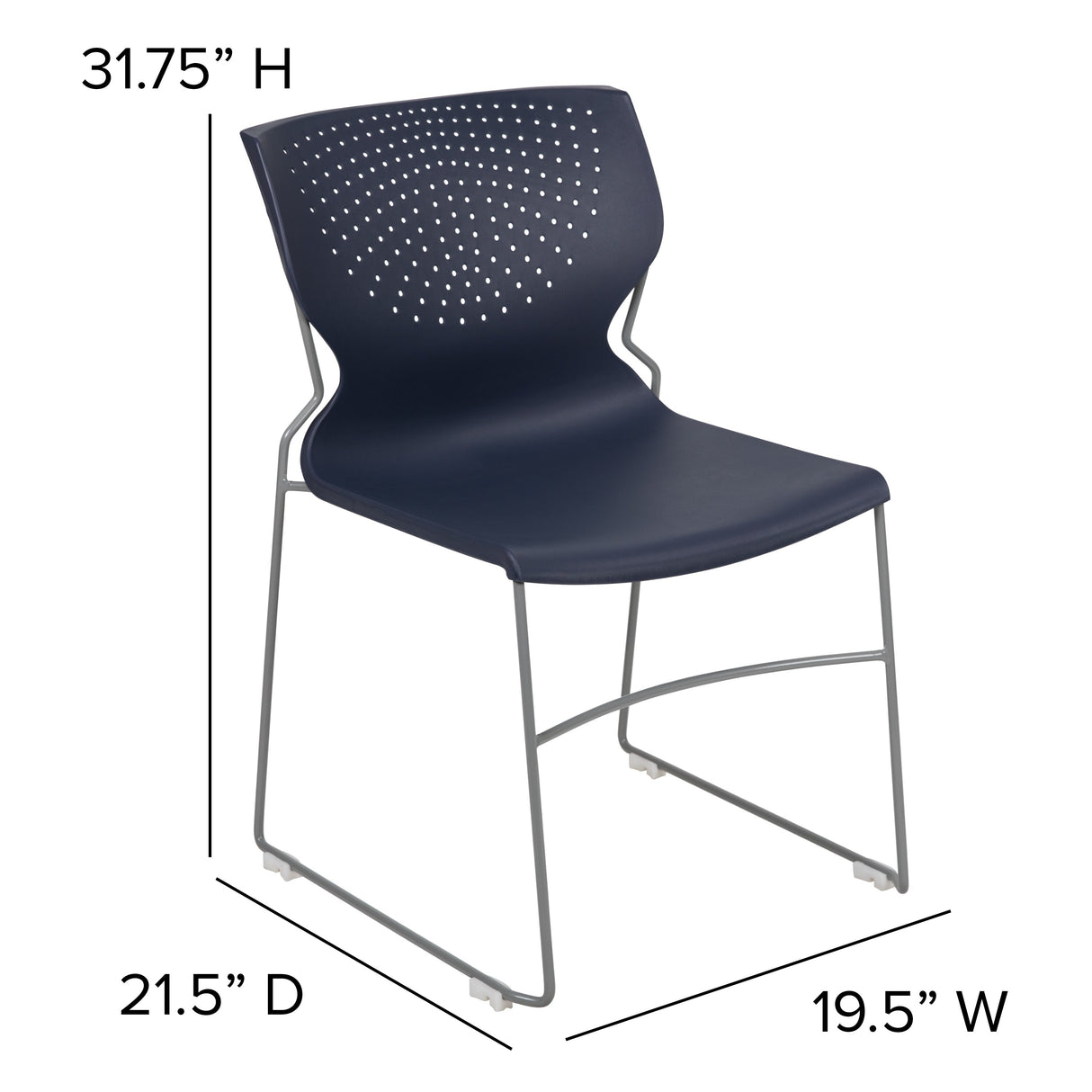661 lb. Capacity Full Back Stack Chair with Powder Coated Frame