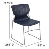 661 lb. Capacity Full Back Stack Chair with Powder Coated Frame