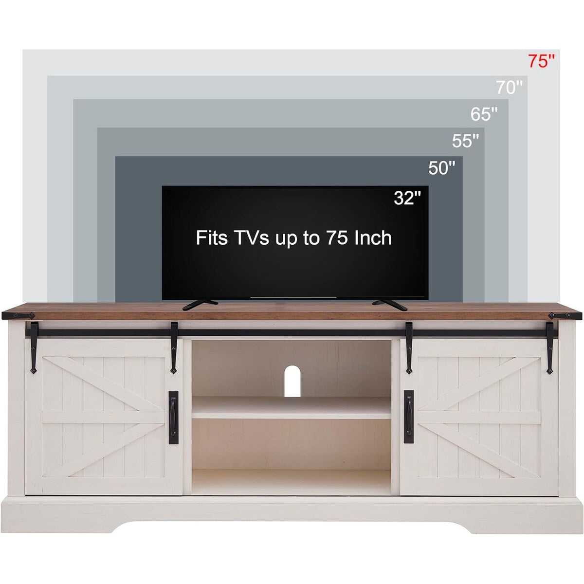 Farmhouse Wood TV Stand, Rustic Entertainment Center, Console Cabinet - n/a