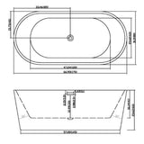 67 In. Freestanding Acrylic Soaking Bathtub with Flatbottom Design and Center Drain in Glossy White Finish