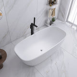 67 in. Solid Surface Freestanding Flatbottom Non-Whirlpool Bathtub in Matte White