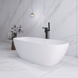 67 in. Solid Surface Freestanding Flatbottom Non-Whirlpool Bathtub in Matte White