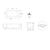 Toolkiss 67 x 31.5 x 23.6 inch 100% Acrylic Freestanding Bathtub Contemporary Soaking Tub with Brushed Nickel Overflow and Drain