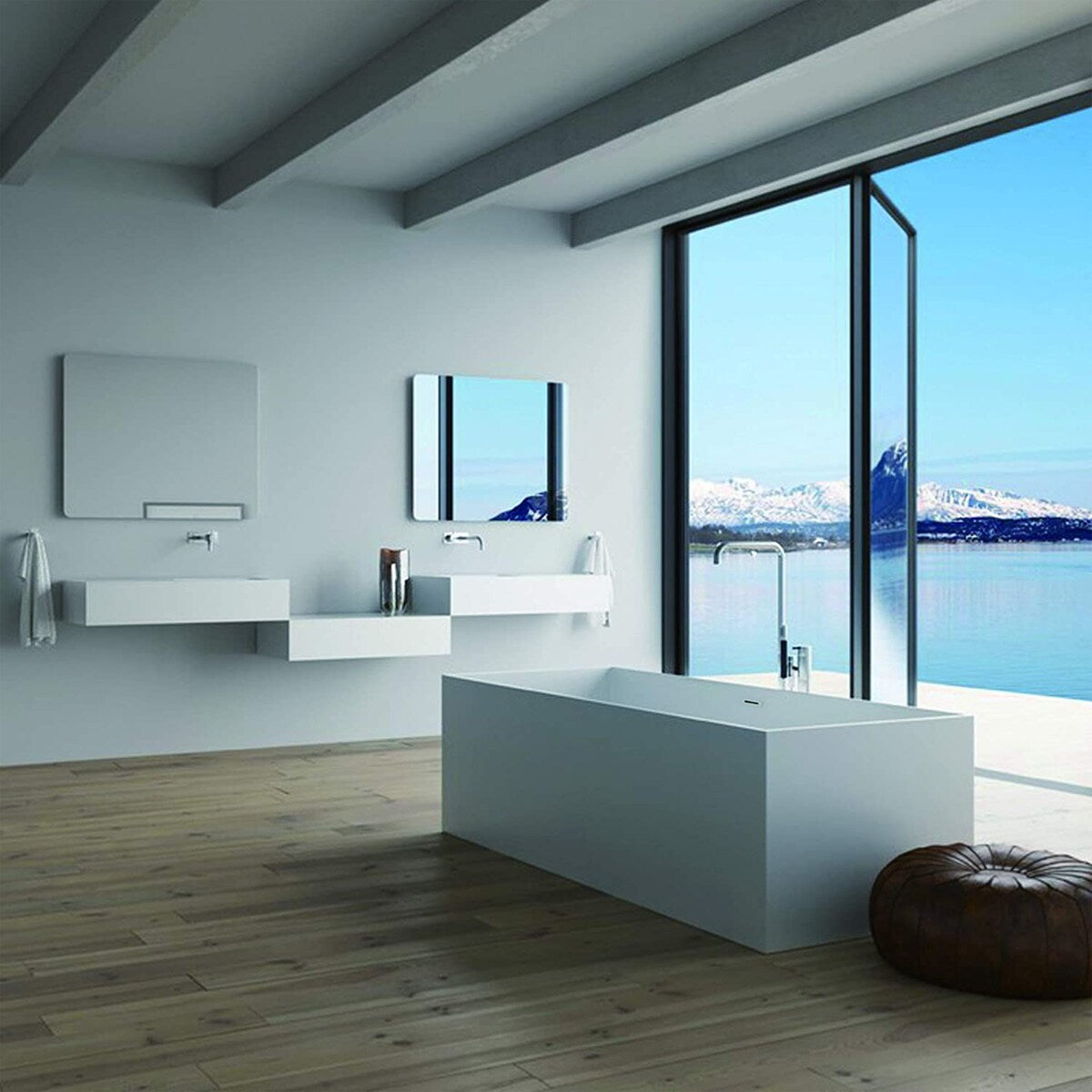 Toolkiss 67 x 31.5 x 23.6 inch 100% Acrylic Freestanding Bathtub Contemporary Soaking Tub with Brushed Nickel Overflow and Drain
