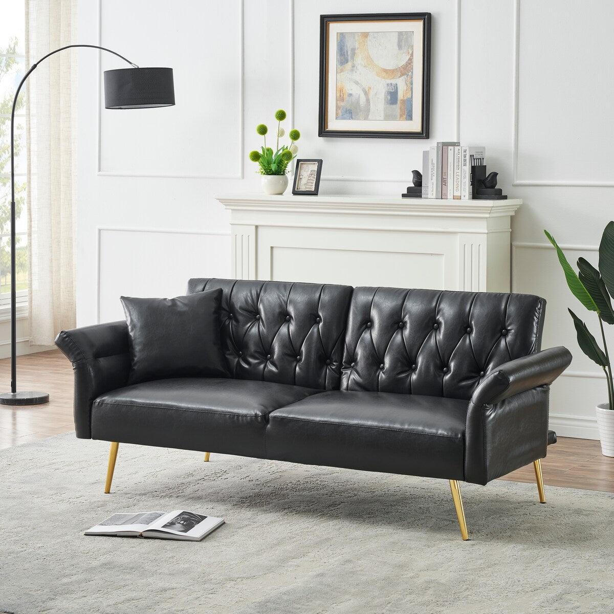 67.71'' Sofa Bed With Adjustment Armres and Backrest,3 Modes Convertible
