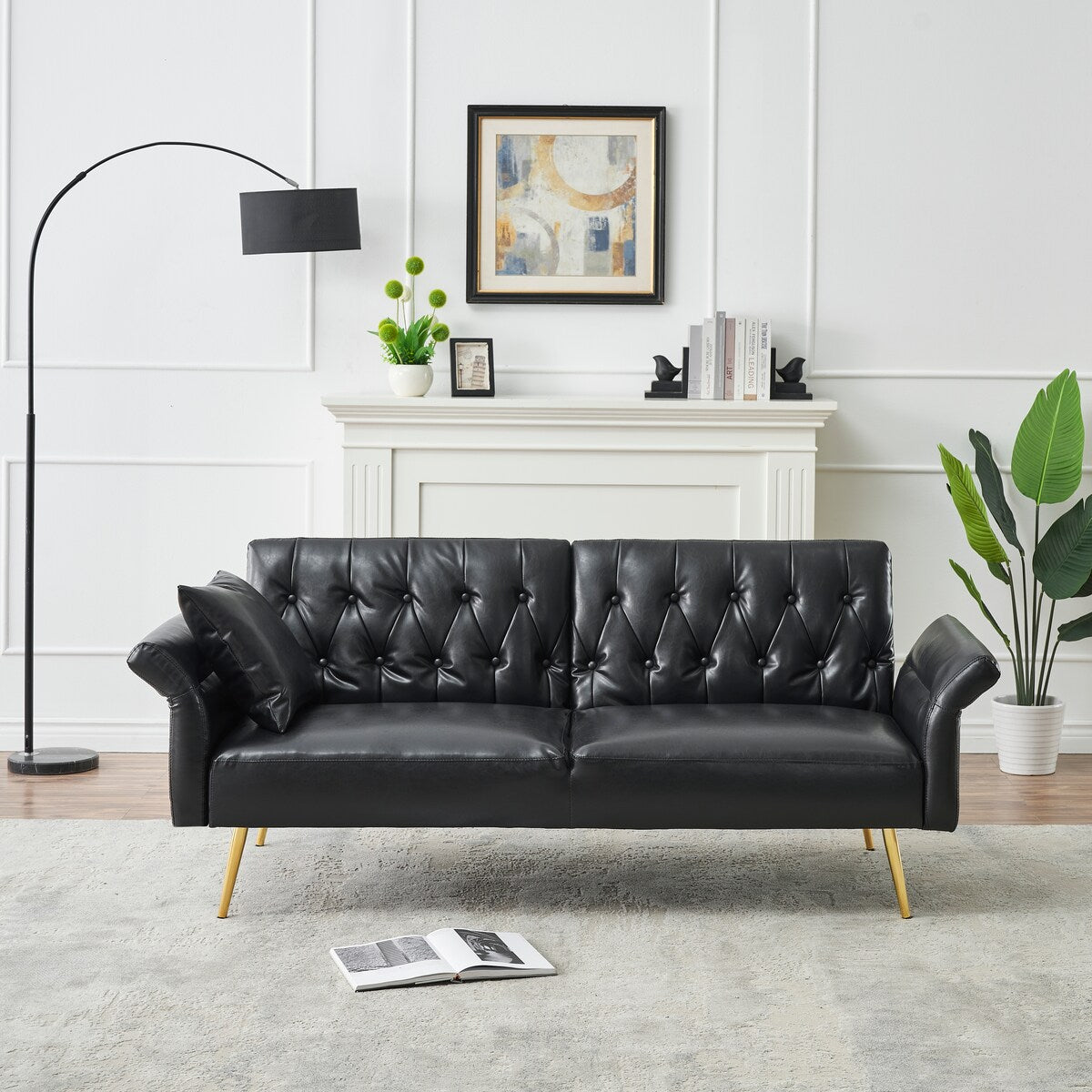 67.71'' Sofa Bed With Adjustment Armres and Backrest,3 Modes Convertible