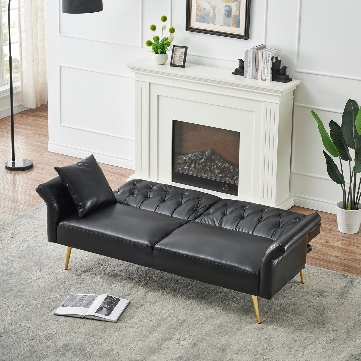 67.71'' Sofa Bed With Adjustment Armres and Backrest,3 Modes Convertible