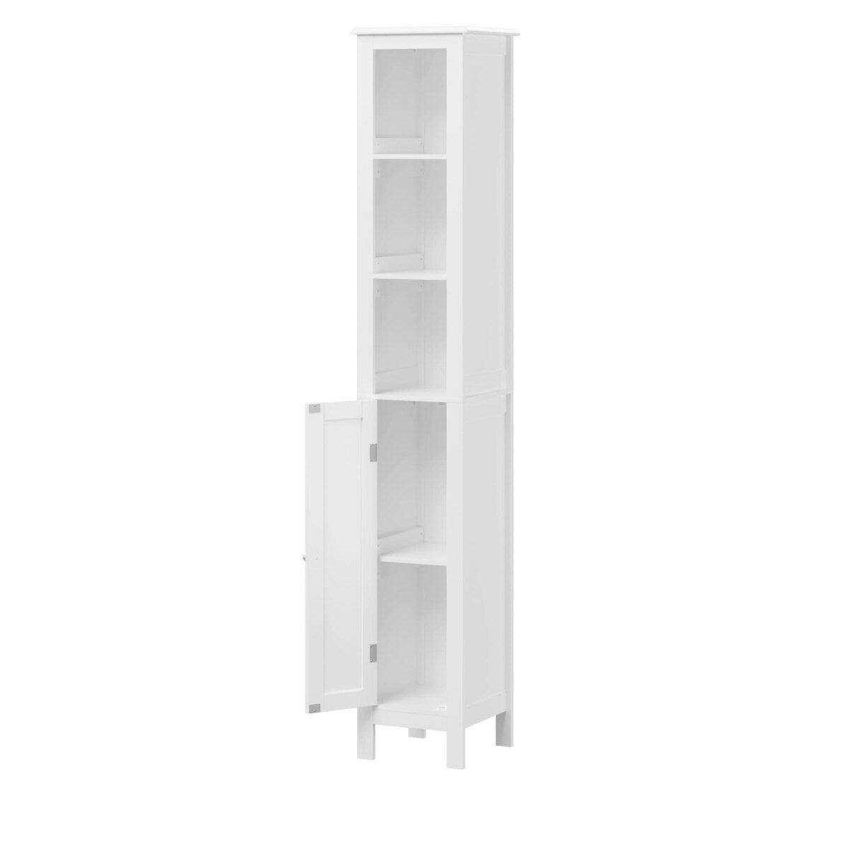 67" Tall Bathroom Storage Cabinet with Adjustable Shelves 1 Doors Freestanding Cabinet with Anti-Tip Open compartments in White