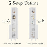 67" Tall Bathroom Storage Cabinet with Adjustable Shelves 1 Doors Freestanding Cabinet with Anti-Tip Open compartments in White