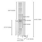 67" Tall Bathroom Storage Cabinet with Adjustable Shelves 1 Doors Freestanding Cabinet with Anti-Tip Open compartments in White