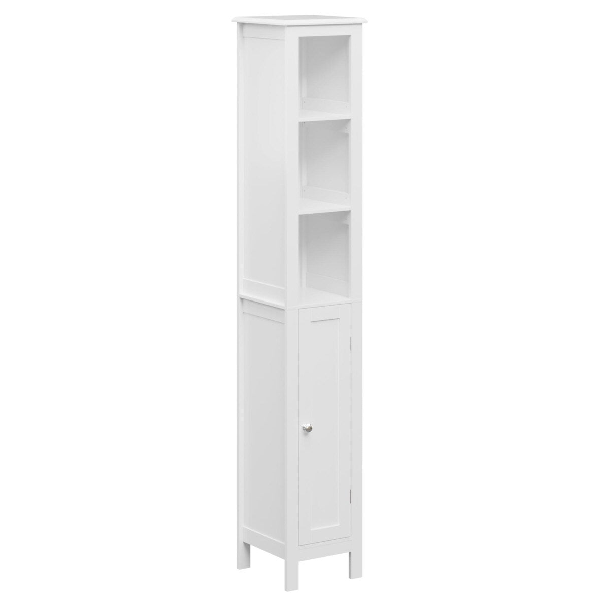 67" Tall Bathroom Storage Cabinet with Adjustable Shelves 1 Doors Freestanding Cabinet with Anti-Tip Open compartments in White