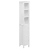 67" Tall Bathroom Storage Cabinet with Adjustable Shelves 1 Doors Freestanding Cabinet with Anti-Tip Open compartments in White