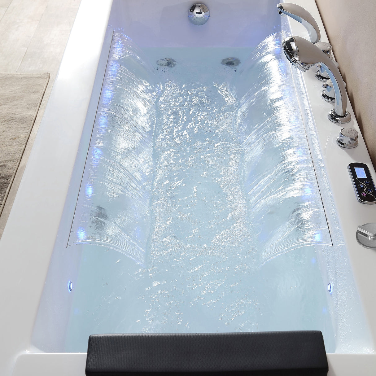 67" X 30" Acrylic Rectangle Whirlpool Bathtub - 9 Water Jets - 8 Air Jets - Led Lights - Left Side Drain - 3-Side Alcove Install