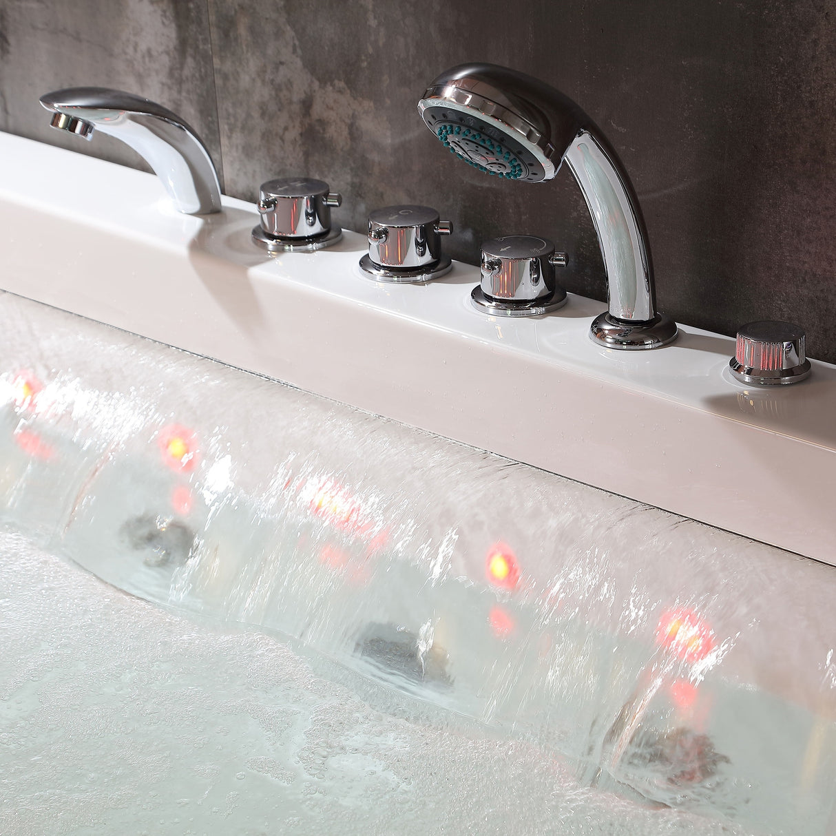 67" X 30" Acrylic Rectangle Whirlpool Bathtub - 9 Water Jets - 8 Air Jets - Led Lights - Left Side Drain - 3-Side Alcove Install