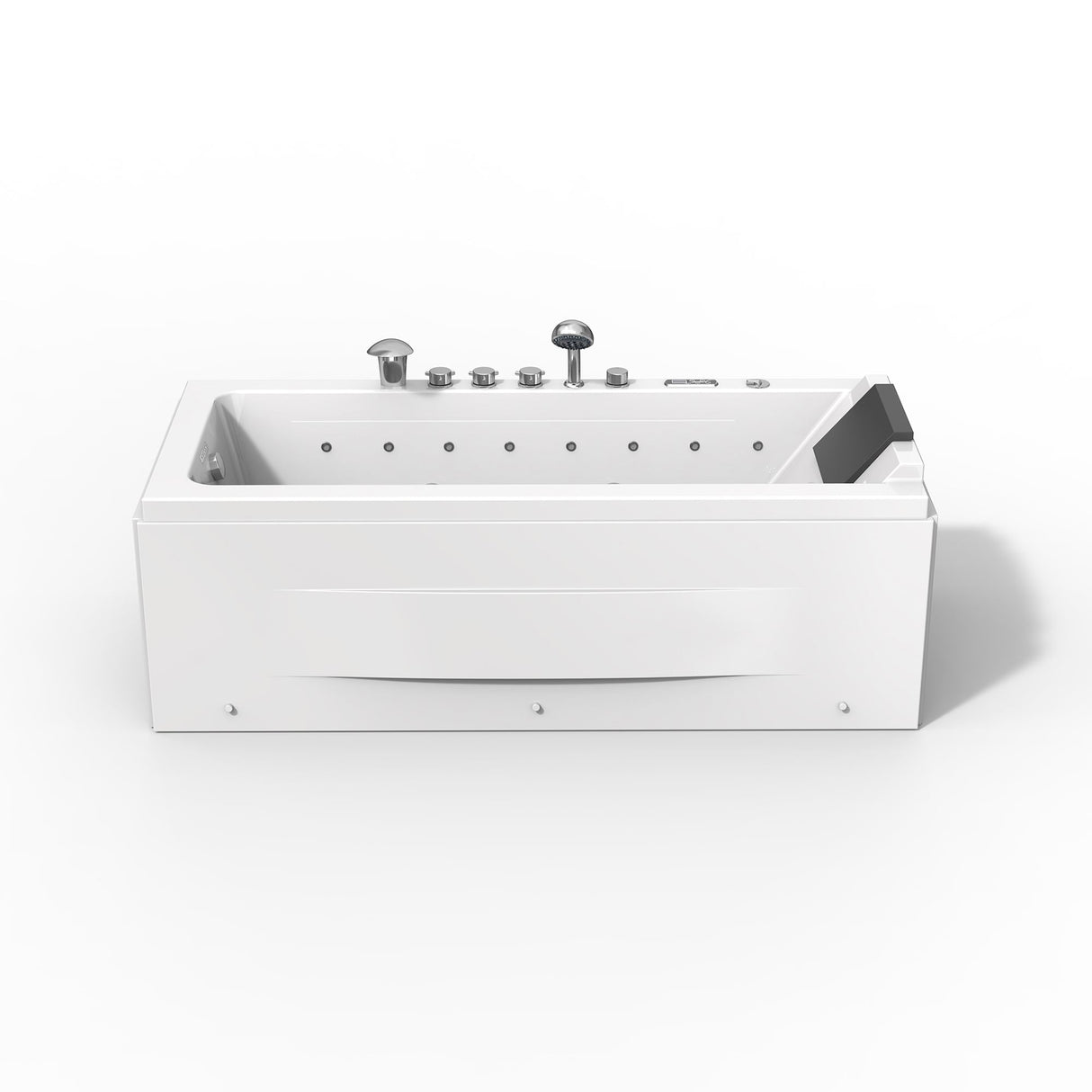 67" X 30" Acrylic Rectangle Whirlpool Bathtub - 9 Water Jets - 8 Air Jets - Led Lights - Left Side Drain - 3-Side Alcove Install