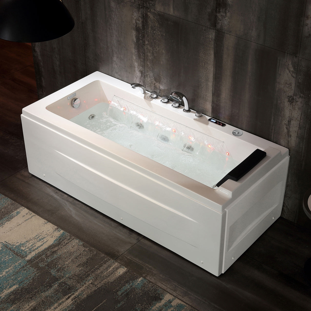 67" X 30" Acrylic Rectangle Whirlpool Bathtub - 9 Water Jets - 8 Air Jets - Led Lights - Left Side Drain - 3-Side Alcove Install