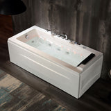 67" X 30" Acrylic Rectangle Whirlpool Bathtub - 9 Water Jets - 8 Air Jets - Led Lights - Left Side Drain - 3-Side Alcove Install
