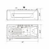 67" X 30" Acrylic Rectangle Whirlpool Bathtub - 9 Water Jets - 8 Air Jets - Led Lights - Left Side Drain - 3-Side Alcove Install