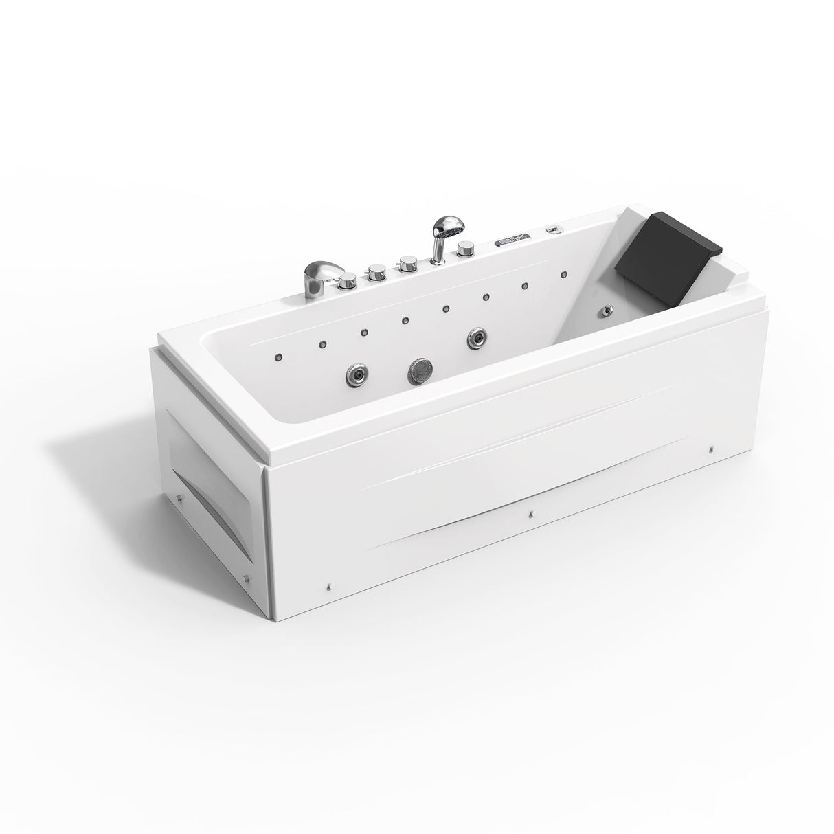 67" X 30" Acrylic Rectangle Whirlpool Bathtub - 9 Water Jets - 8 Air Jets - Led Lights - Left Side Drain - 3-Side Alcove Install