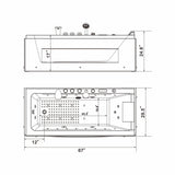 67" X 30" Alcove/tile In Air/whirlpool Lighted Bathtub With Faucet