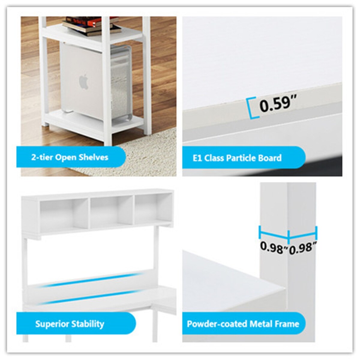 68 Inches Corner Computer Desk, L-Shaped Desk with Hutch